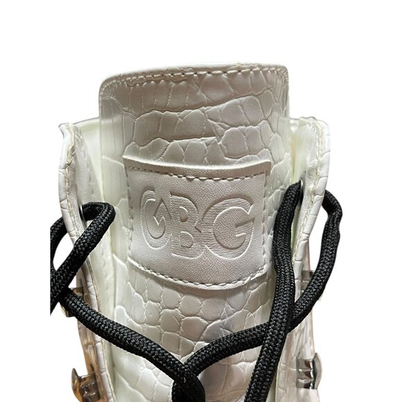 CBG Los Angeles White Croc-Embossed Lace-Up Platform Boots 10M Faux Leather - Picture 7 of 12